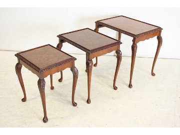 nt-7　1960年代イギリス製ヴィンテージ　ウォルナット　ガラストップ　ネストテーブル　3段テーブル　ローテーブル画像