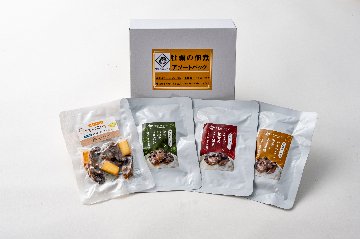 【牡蠣の佃煮アソートパック】　かきっこと椎茸のこく旨煮55g・かきっこと山椒のピリ旨煮55g・かきっこと生姜のあま辛煮55g・すもーくおいちー25gの画像