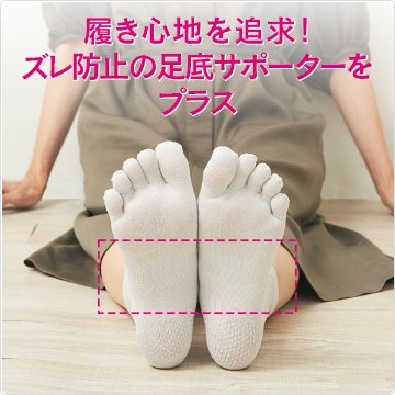 薄手綿5本指靴下かかと滑り止め付（4足組）の画像