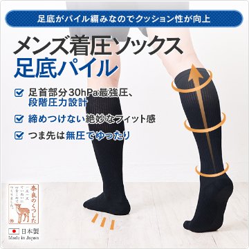 メンズ着圧ソックス足底パイルの画像