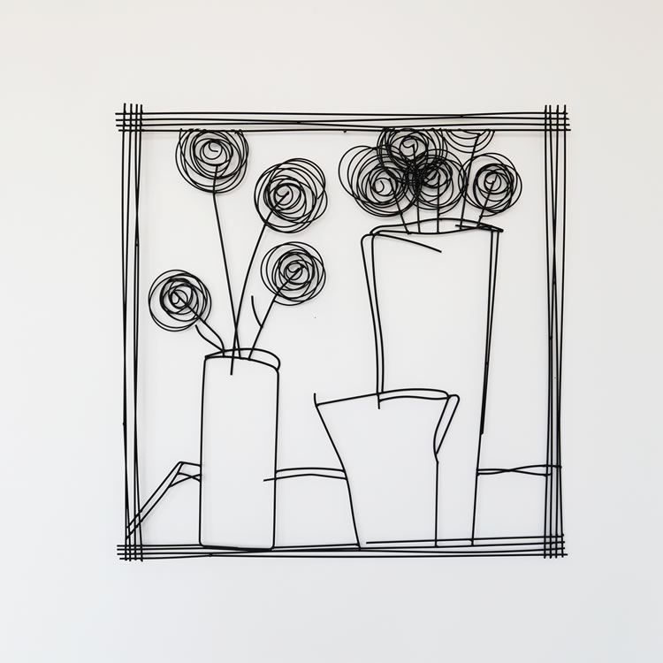 ウォールアートインテリア　アイアン壁飾り flower vase2の画像