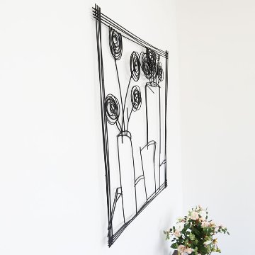 ウォールアートインテリア　アイアン壁飾り flower vase2の画像