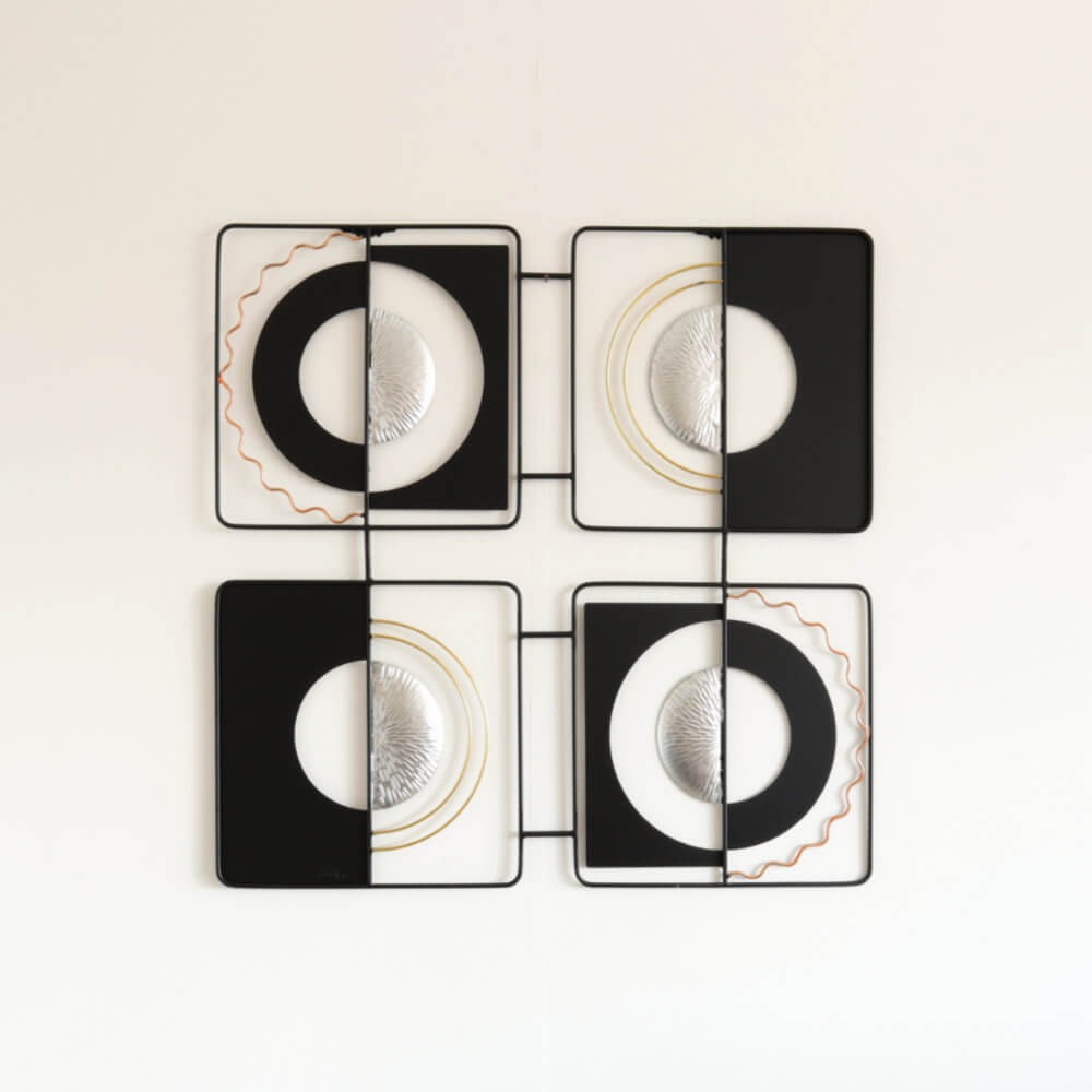 ウォールアートインテリア　アイアン壁飾り black＆silverの画像