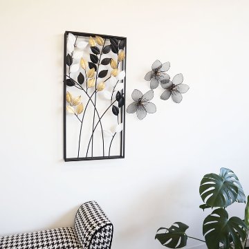 【北欧風】ウォールアートインテリア　アイアン壁飾り modern leaf3カラーAの画像