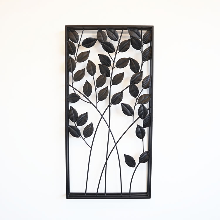 【北欧風】ウォールアートインテリア　アイアン壁飾り modern leafブラックの画像