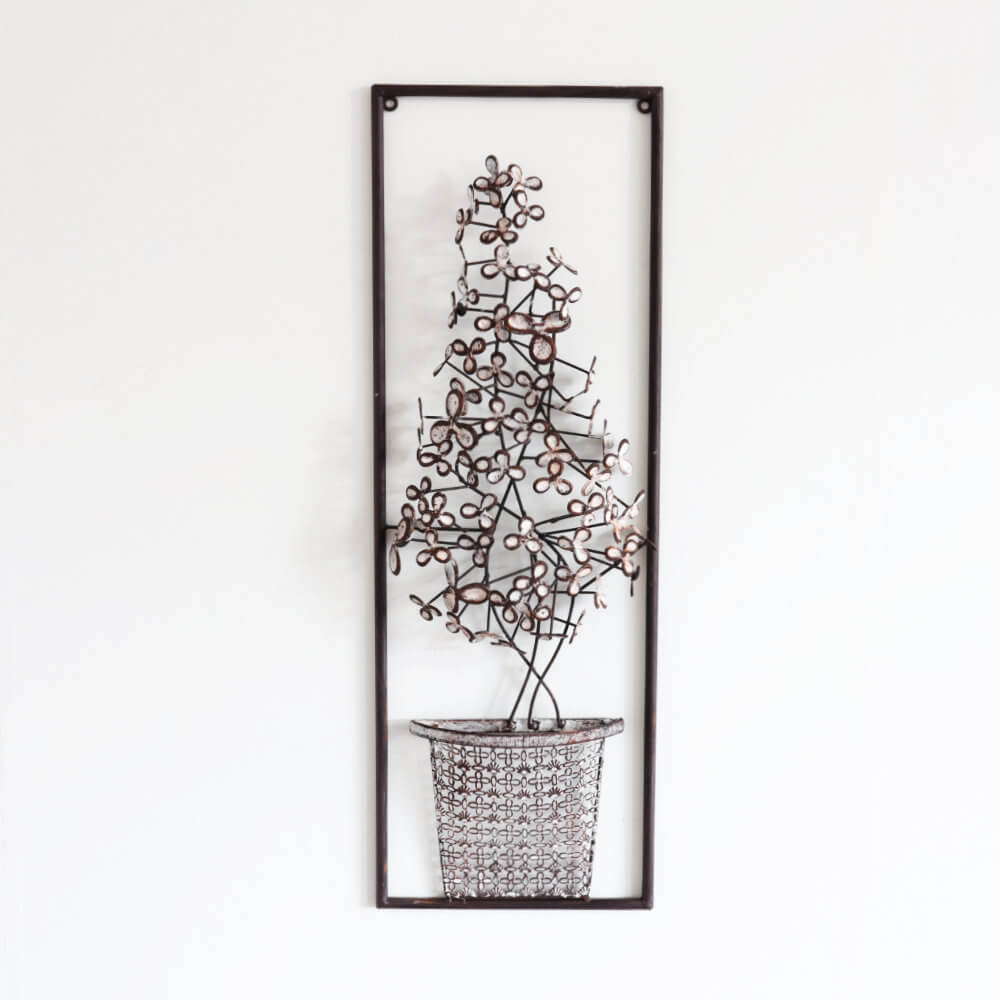 ウォールアートインテリア　アイアン壁飾り フラワーアンティークホワイトの画像