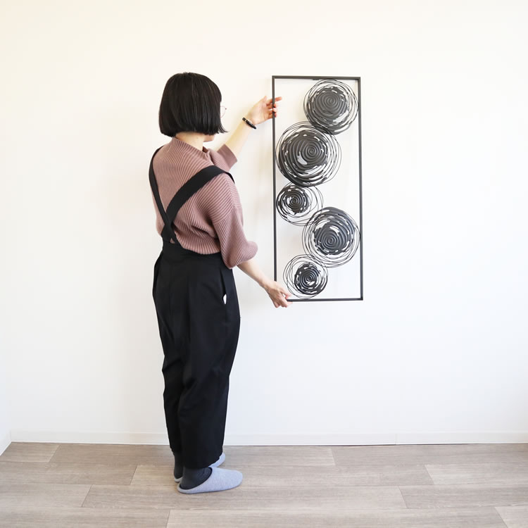 ウォールアートインテリア　アイアン壁飾り　modern circle ブラックの画像
