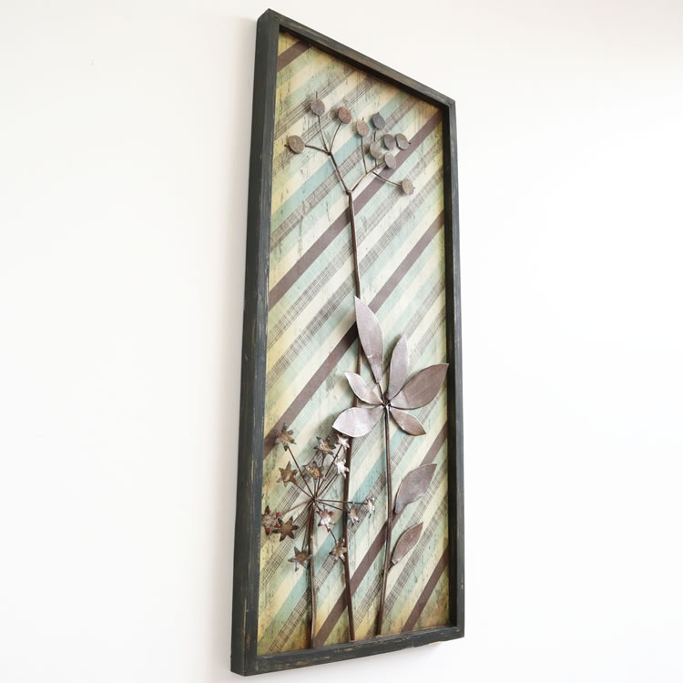 ウォールアートインテリア　アイアン壁飾り　frame leafAの画像