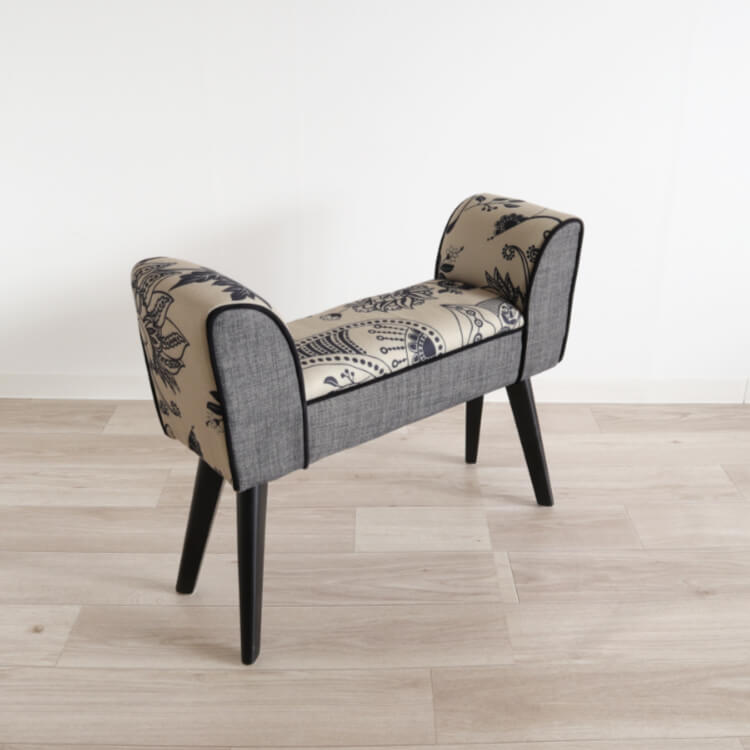 コンパクトベンチスツールS　椅子　グレー×エスニックの画像