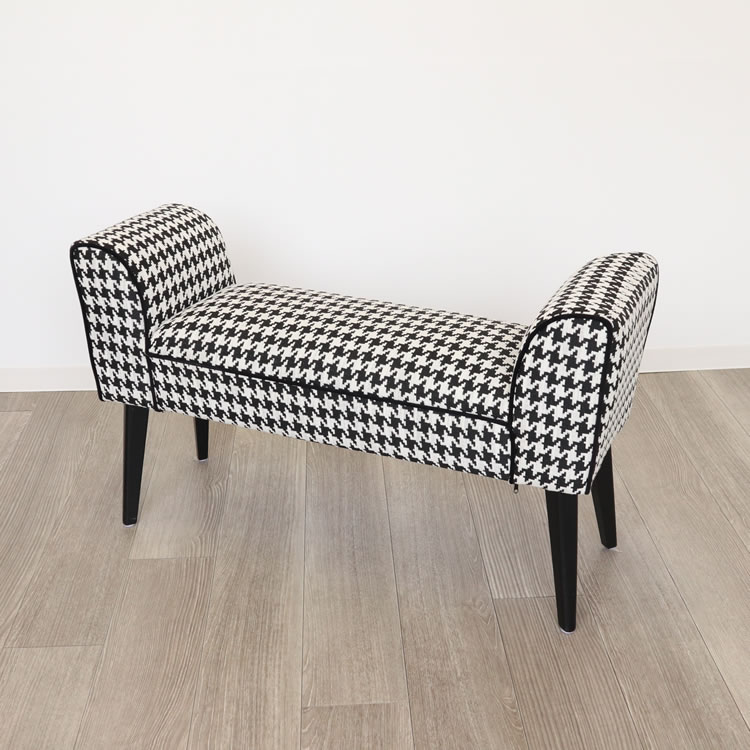 コンパクトベンチスツール　椅子　モノトーン千鳥柄の画像