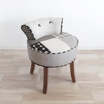 パッチワークスツール　椅子　ライトグレーの画像