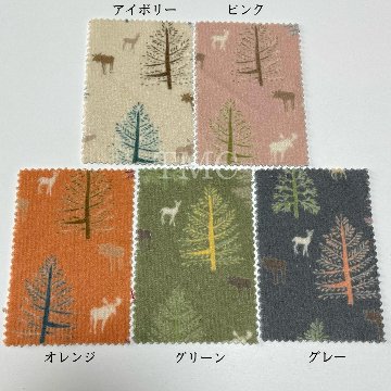綿×レーヨン　シカ＆木　A16401画像