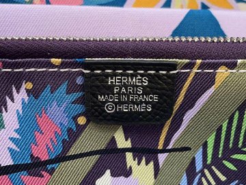 HERMES-エルメス 長財布 アザップロング シルクイン ブラック／シルバー金具 エプソン　の画像