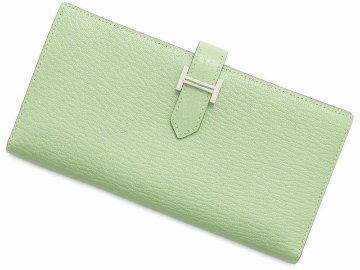 HERMES-エルメス 長財布 ベアンスフレ ヴェールクリケット／シルバー金具 シェブルミゾルの画像