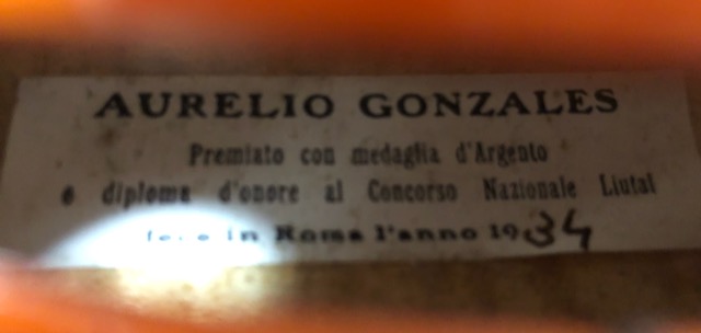 イタリア クレモナ 1934年オーレリオ ゴンザレス バイオリン画像