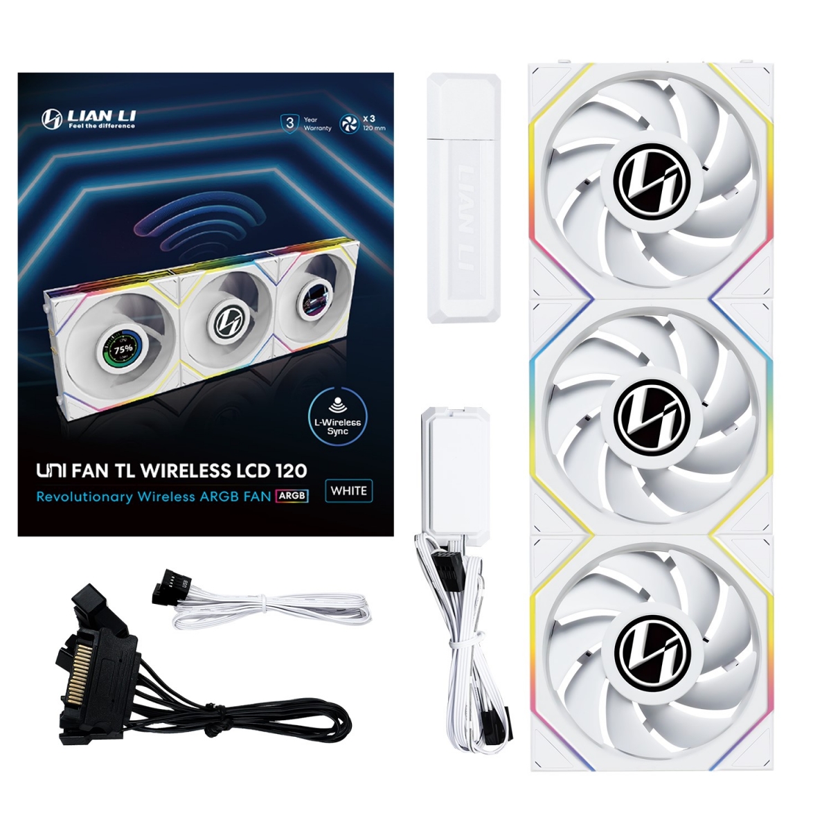 LIAN LI UNI FAN TL 120 LCD Wireless WT 3 Pack｜WEST