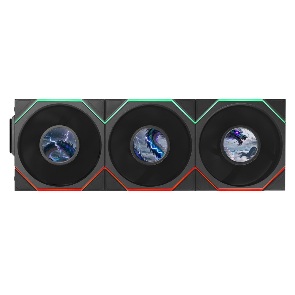 LIAN LI UNI FAN TL FLEX 120 LCD Wireless REVERSE BLADE BK 3 Packの画像