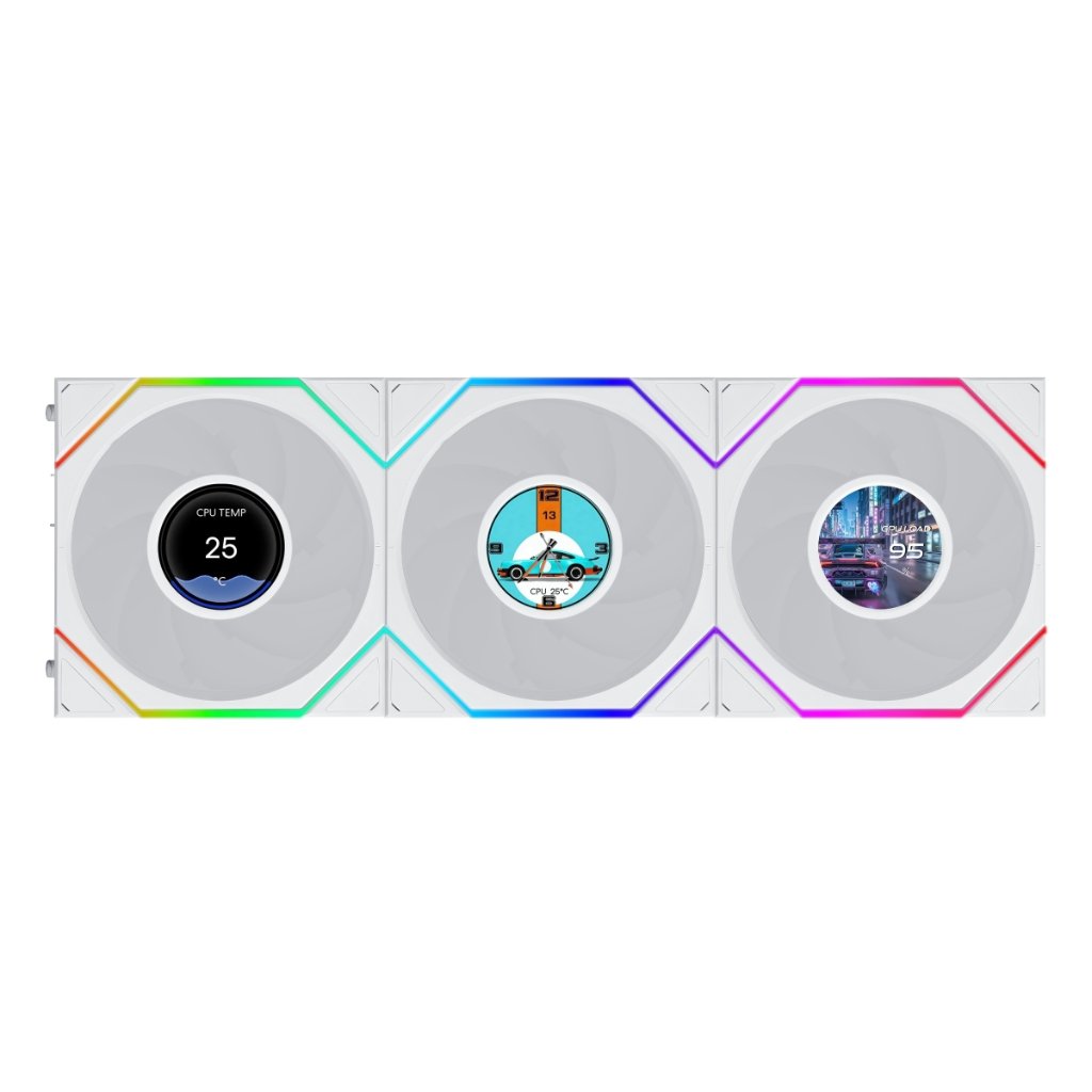 LIAN LI UNI FAN TL FLEX 120 LCD Wireless REVERSE BLADE WT 3 Packの画像