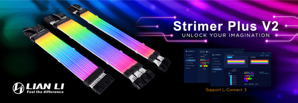 LIANLI ARGBエクステンションケーブル STRIMER PLUS TRIPLE 8PIN V2 LEDストリップ幅2.1mm GPU