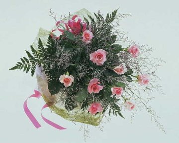 【ローズハート】　ピンクバラのブーケ画像