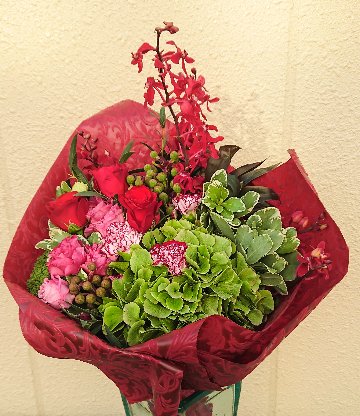 「バースデーフラワー」＆「お祝いの花」花束・ブーケ［レッド系］画像