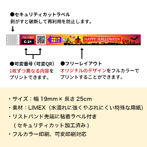 【LIMEX製】イベント用リストバンド(標準)10本組（19mm幅・印刷込み）の画像