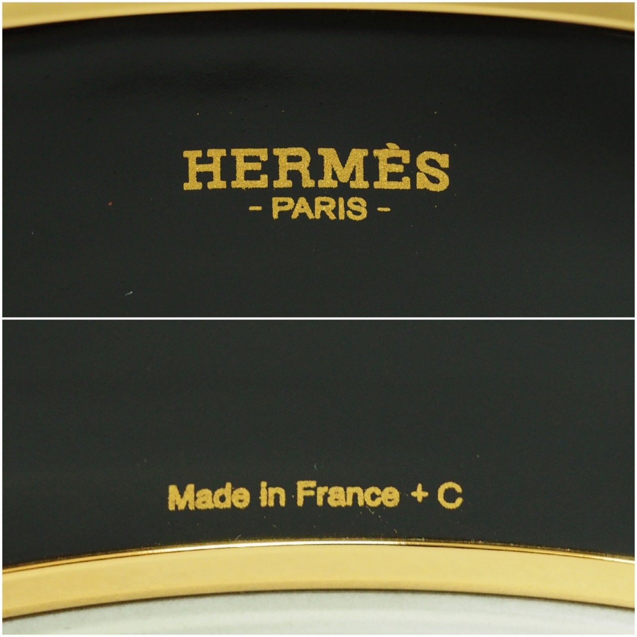 【中古】【ほぼ新品】 HERMES エルメス エマイユGM エナメルブレスレット バングル ブラック/ゴールドの画像