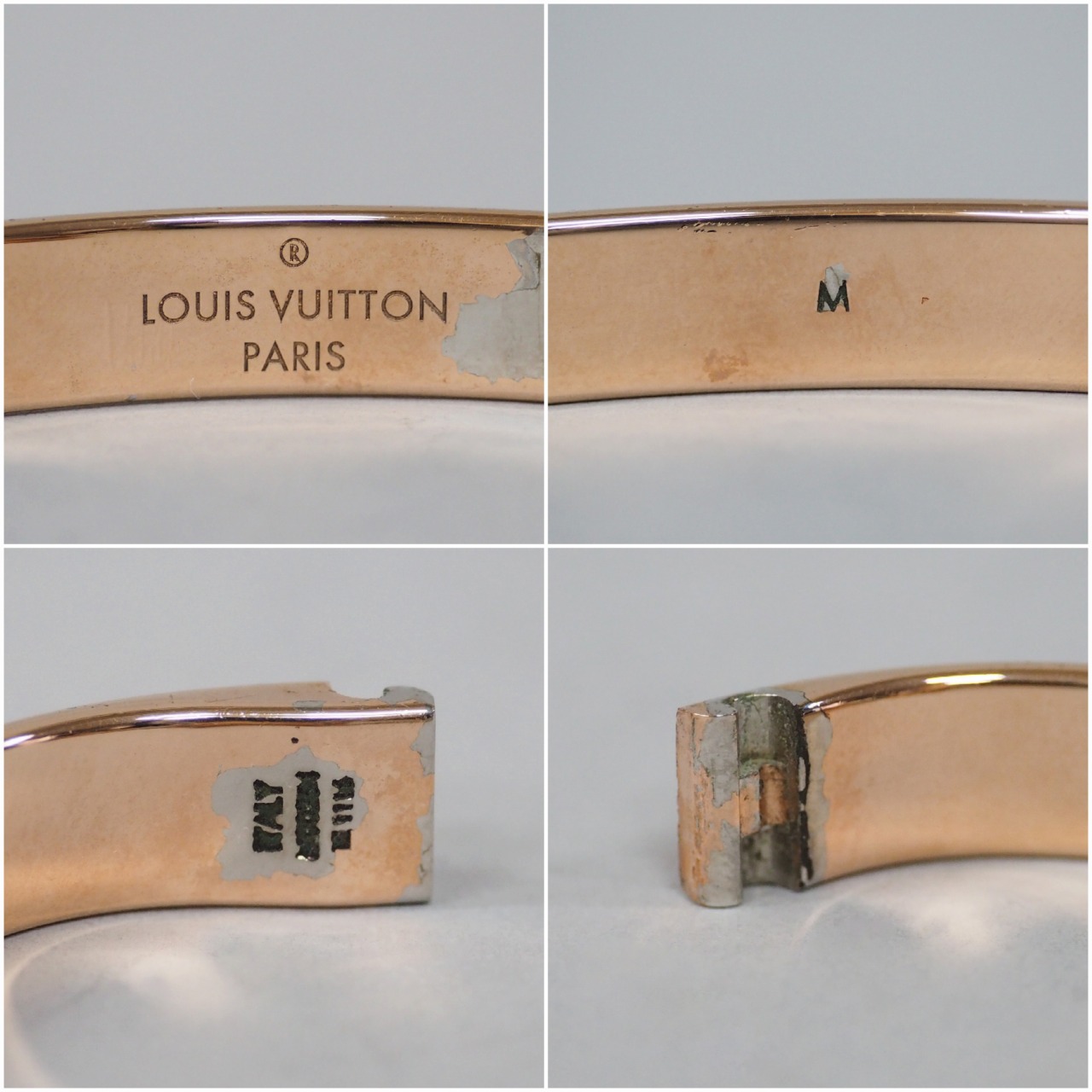 【中古】【良い】 LOUIS VUITTON ルイヴィトン カフ・ナノグラム ピンクゴールド Ｍサイズ M00254の画像