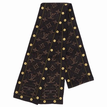 【中古】【非常に良い】 LOUIS VUITTON ルイ・ヴィトン バンドー・モノグラム ツイリー スカーフ ヘアバンド モノグラムロゴ シルク ダークブラウンの画像