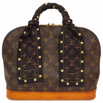 【中古】【非常に良い】 LOUIS VUITTON ルイ・ヴィトン バンドー・モノグラム ツイリー スカーフ ヘアバンド モノグラムロゴ シルク ダークブラウンの画像