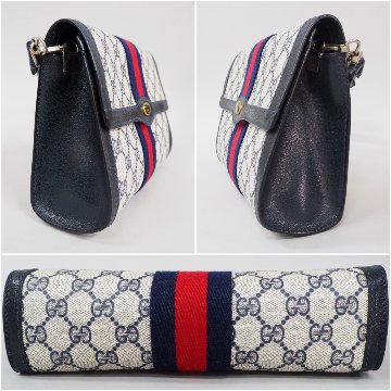 【中古】【良い】 OLDGUCCI オールドグッチ ヴィンテージグッチ アクセサリーコレクション シェリーライン ショルダーバッグ 1980年代 80's ネイビーの画像