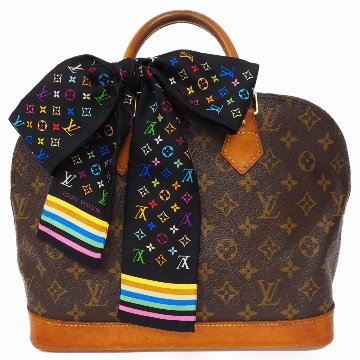 【中古】【非常に良い】 LOUIS VUITTON ルイ・ヴィトン モノグラムマルチカラー ツイリー スカーフ ヘアバンド ブラック M71992の画像