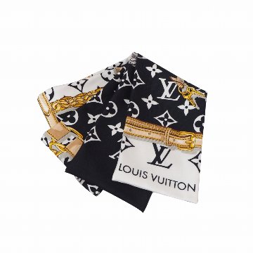 【中古】【良い】 LOUIS VUITTON ルイ・ヴィトン・バンドー・コンフィデンシャルモノグラム ツイリー スカーフ ヘアバンド M78656の画像