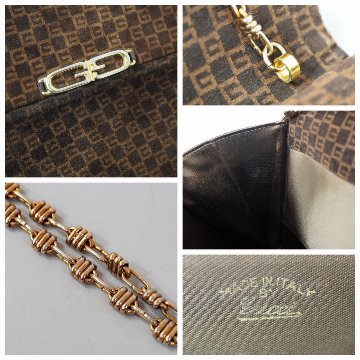 【中古】【良い】 OLDGUCCI オールドグッチ ヴィンテージグッチ スクエアGG チェーンショルダーバッグ 1970年代 70's ブラウンの画像