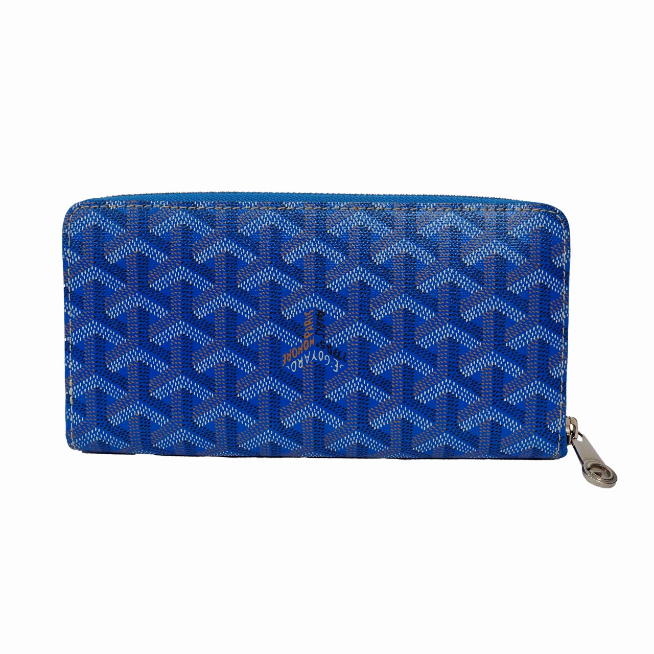 【中古】【非常に良い】 GOYARD ゴヤール マティニョン ジップGM ジッピーウォレット 長財布 ヘリンボーン柄 ブルー/イエローの画像