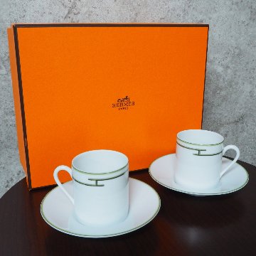 【中古】【非常に良い】 HERMES エルメス rhythm リズム ペアカップ＆ソーサー2脚セット 4316P2の画像