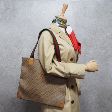 【中古】【良い】 OLDGUCCI オールドグッチ ヴィンテージグッチ マイクロGG シェリーライン トートバッグ 1970年代の画像