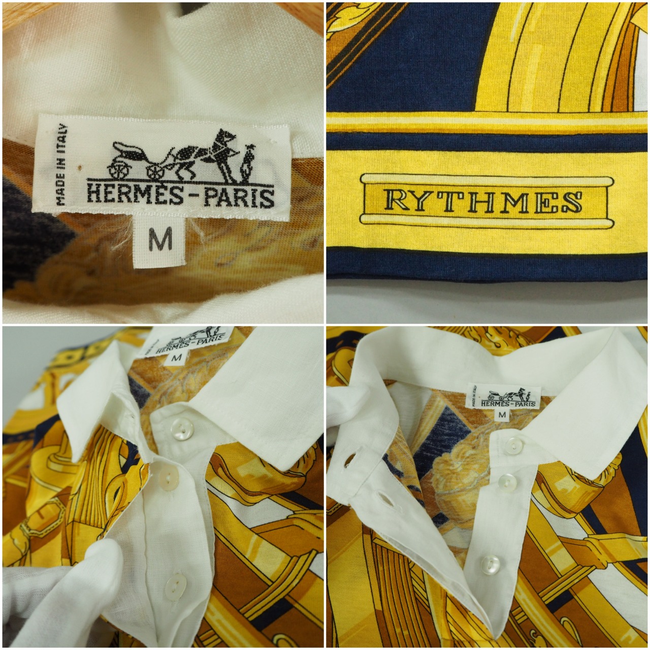  【中古】【良い】 HERMES エルメス RYTHMES 半袖ポロシャツ カットソー Mサイズの画像