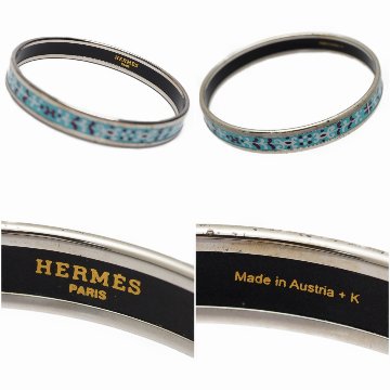 【中古】【可】 HERMES エルメス ブレスレット バングル エマイユPM メタル 七宝焼き 水色の画像