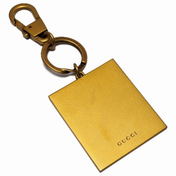 【中古】【ほぼ新品】 GUCCI グッチ キーホルダー キーリング バッグチャーム アンティークラベル ヴィンテージデザインの画像