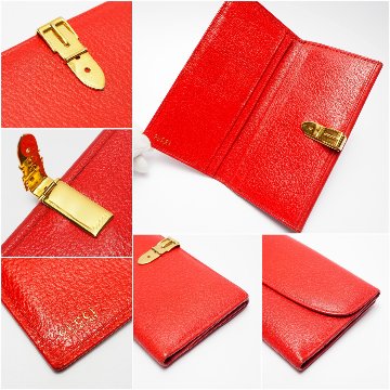 【中古】【良い】 OLDGUCCI オールドグッチ ヴィンテージグッチ 長財布 ベルトクリップ レッド 035･661･1664･0の画像