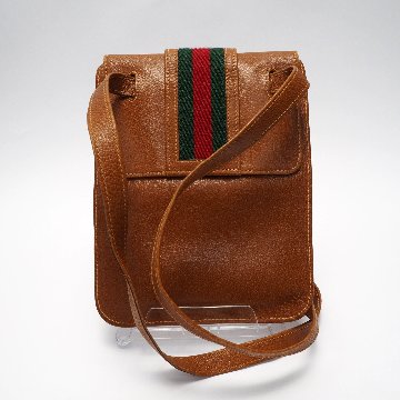 【中古】【良い】 OLDGUCCI オールドグッチ ヴィンテージグッチ ショルダーバッグ シェリーライン ブラウン 1970年代の画像