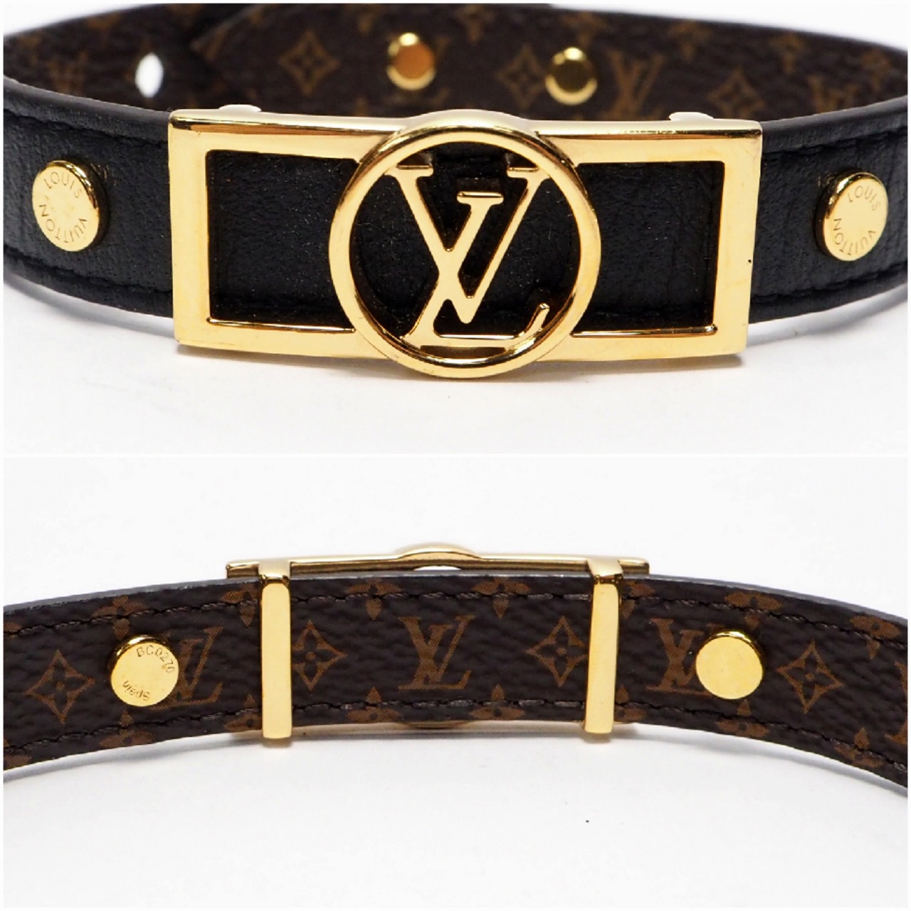 【中古】【非常に良い】 Louis Vuitton ルイヴィトン モノグラム ブラスレ・ドーフィヌ ブレスレット ブラック/ゴールド M6558Eの画像