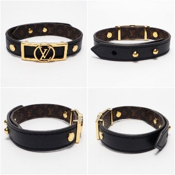 【中古】【非常に良い】 Louis Vuitton ルイヴィトン モノグラム ブラスレ・ドーフィヌ ブレスレット ブラック/ゴールド M6558Eの画像