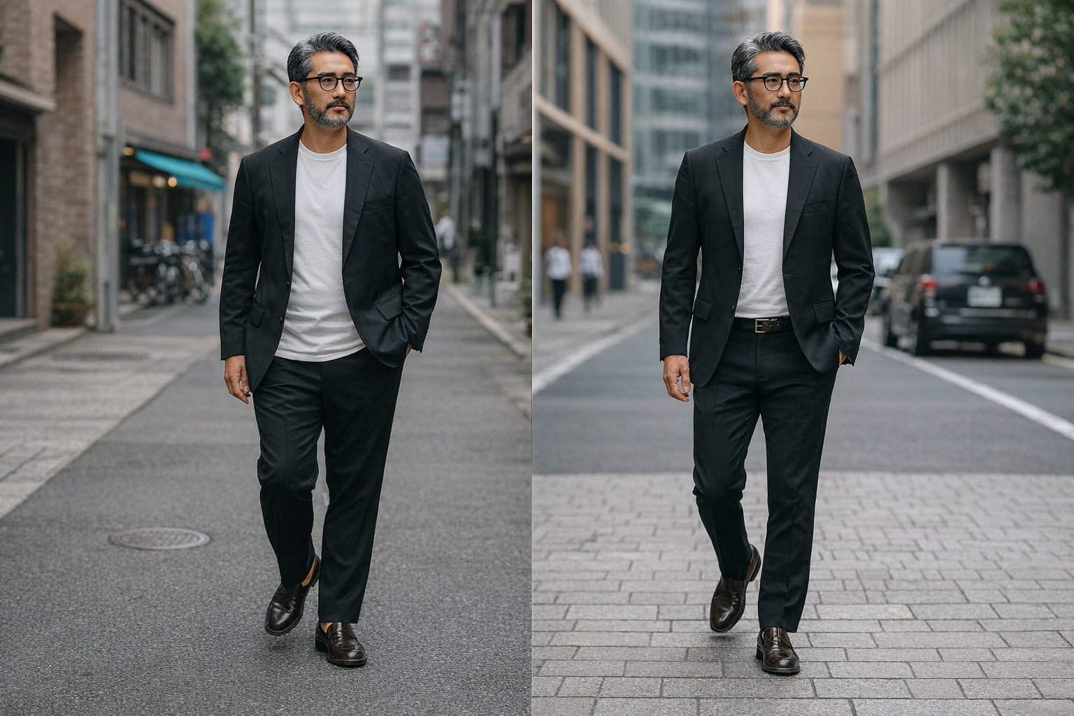 サイズを上げた服と、設計で整えた服の比較写真